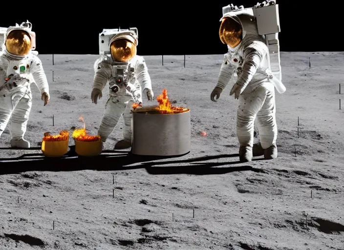 Image similar to Real photo of a mexican man having a grill party on the moon. Extremely detailed, 4K