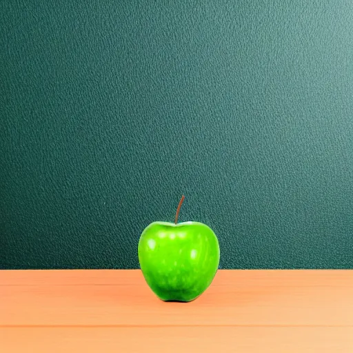 Image similar to studio shot of green apple shaped like cube, isometric perspective, green background