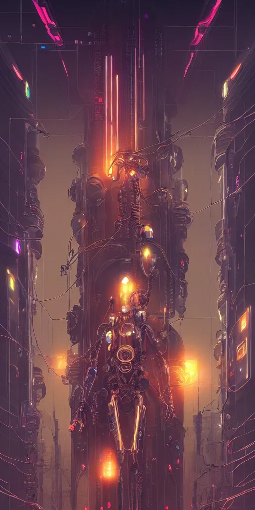 Prompt: ultra detailed, photorealistic cyberpunk poster, poster, sci fi, cybernetic, wires, robotics, by alfons maria mucha, dark, high detailed, 4 k, hd, high quality