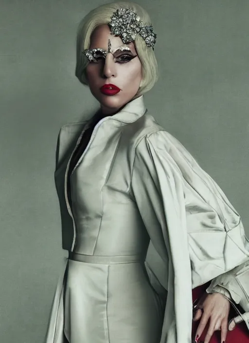 Prompt: lady gaga styled by annie leibovitz posing in an expensive mansion setting , vogue magazine, Highly realistic. High resolution. Highly detailed. Dramatic. 8k.4k.