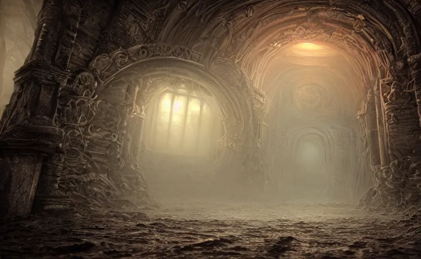 Prompt: realistic photo of a lovecraft creature in a hell gate portal, filaments, translucent, photorealistic, intricate, extremely detailed, hyperrealism, high resolution, fine detail, ultra - detailed, by marc simonetti, natural volumetric lighting, realistic 4 k octane beautifully detailed render, 4 k post, volumetric fog, misterious mist, trending on artstation