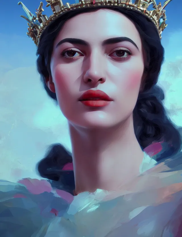 Image similar to blurred background. close-up portrait of a goddess in crown, by Alfred Eisenstaedt, Afarin Sajedi and Alena Aenami. unreal engine