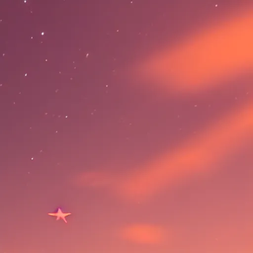 Prompt: shadow of a man looking up, the background is a red sky with stars