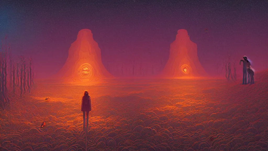 Image similar to lost in the other side of nowhere, digital painting. dreaming latent space. casey weldon. digital render. dan mumford. clean retro. bruce pennington.