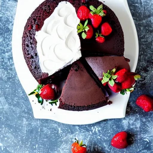 Prompt: chocolate cake with berries