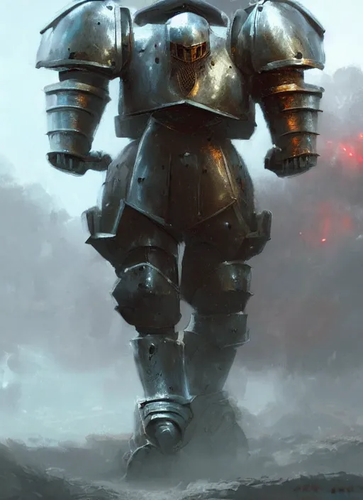 Prompt: medieval knight power armour, concept art, 4 0 k, dreadnought, medieval, highly detailed, cinematic lighting, sparks, digital art painting by greg rutkowski