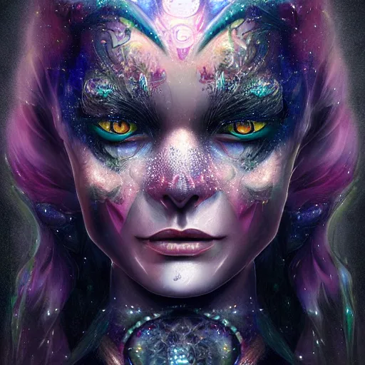 Prompt: a WLOP 3d render of very very highly detailed mystic, enigmatic, strange portrait of a phantom warrior with galaxy, tattoos by Anna Dittmann, intricate, extremely detailed, digital painting, artstation, concept art, smooth, sharp focus, illustration, intimidating lighting, incredible art,