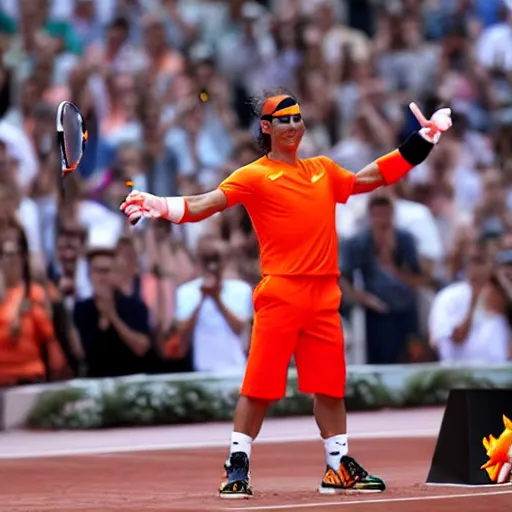 Prompt: rafael nadal dressed as charizard