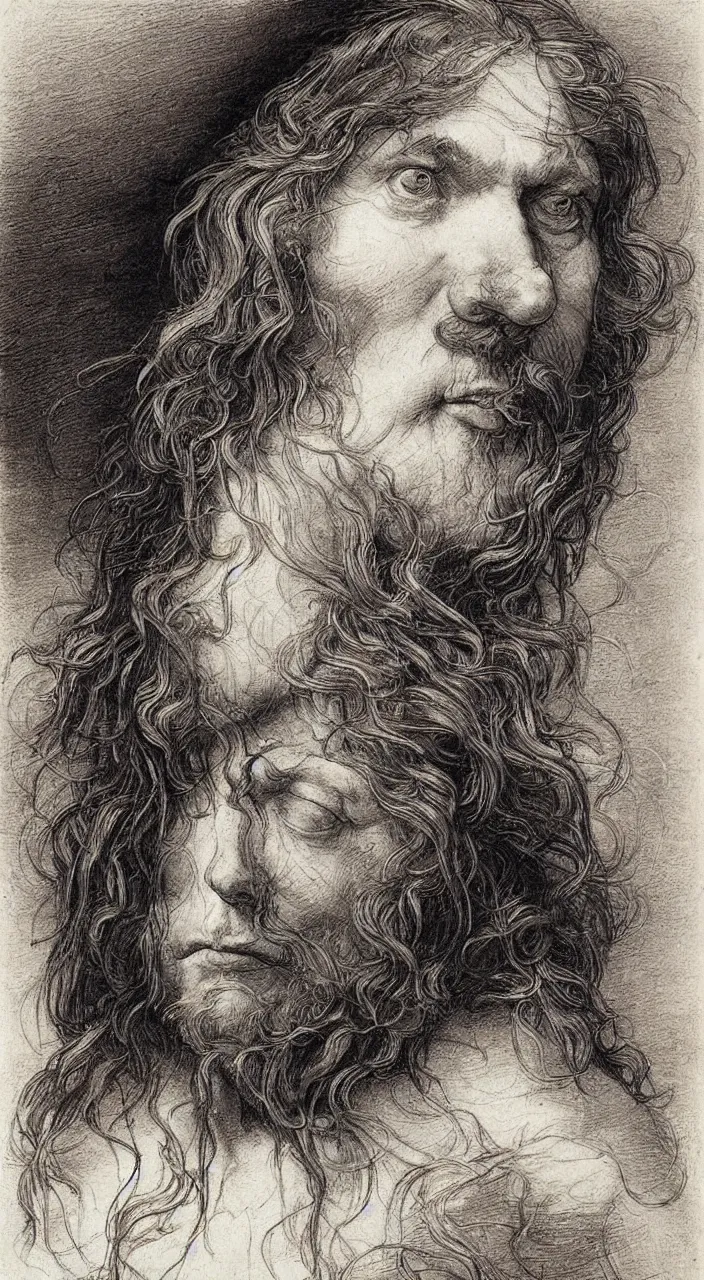 Image similar to Jean-Baptiste Monge and Alex Ross a artwork of leonardo da vinci sketches