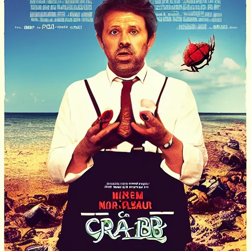 Image similar to Mister Jean Paul the crab. Movie poster. High resolution