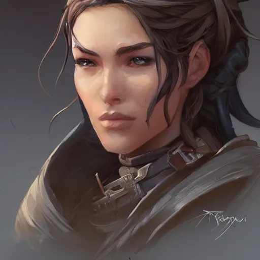 Image similar to very old female ranger, art by artgerm and greg rutkowski and magali villeneuve, d & d, fantasy, portrait, highly detailed, headshot, digital painting, trending on artstation, concept art, sharp focus, illustration