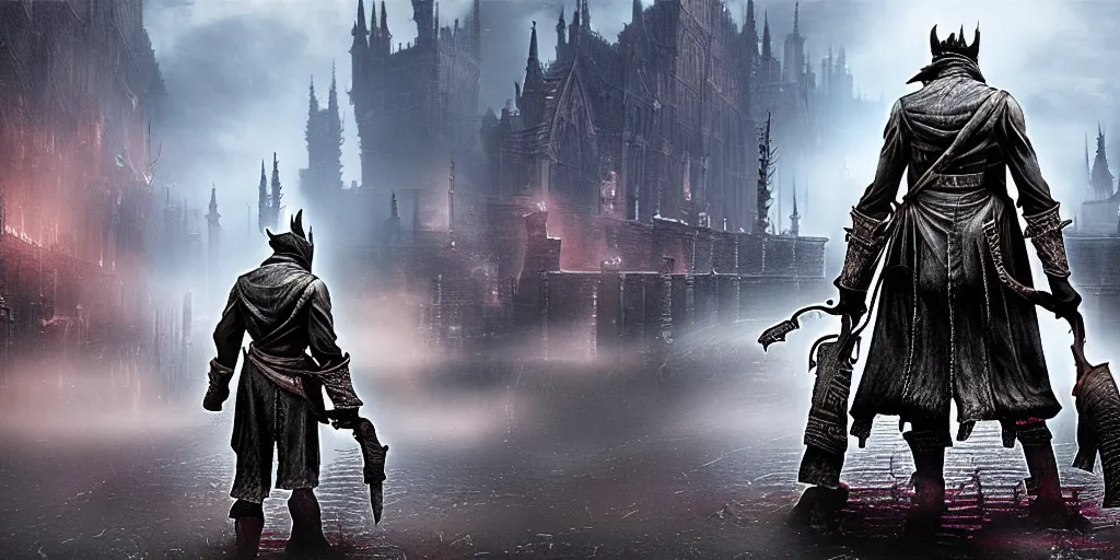 Image similar to bloodborne city street 8 k