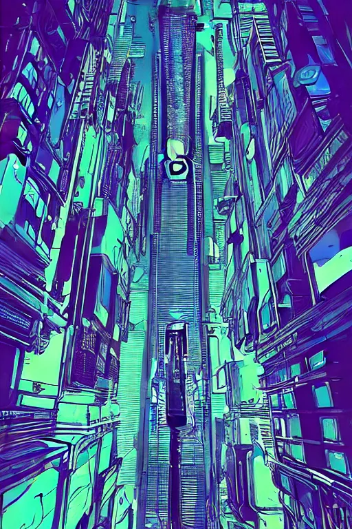 Image similar to astronaut cyberpunk surreal upside down city, neon lights, cell shaded by moebius, Jean Giraud, trending on artstation