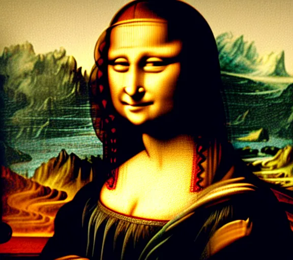 Image similar to A portrait of mona lisa smoking a giant joint, smoke, 8k, hyper-detailed, cinematic