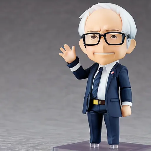 Image similar to an anime nendoroid figurine of Bernie Sanders, fantasy, figurine, product photo