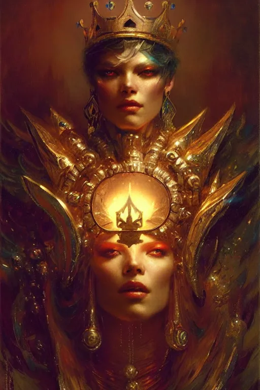 Prompt: king of diamonds by gaston bussiere, bayard wu, greg rutkowski, giger, maxim verehin