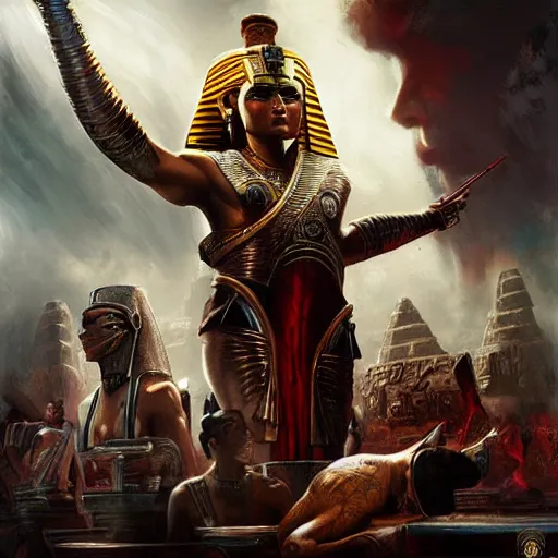 Image similar to rise of the egyptian empire by raymond swanland, highly detailed