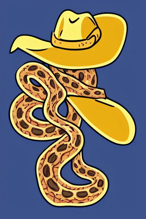 Image similar to A portrait of a snake that is a cowboy, sticker, colorful, illustration, highly detailed, smooth and clean vector curves, no jagged lines, vector art, smooth