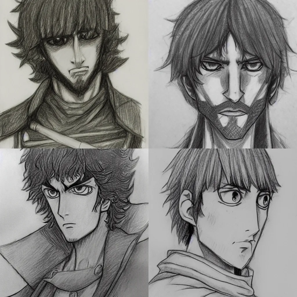 Prompt: pencil sketch of serpico from berserk