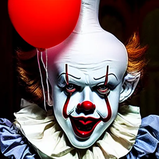 Image similar to pennywise dressed as pulcinella