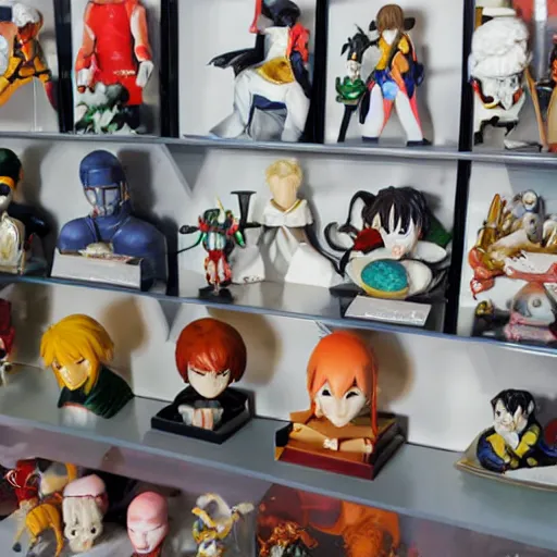 Prompt: museum of anime figurines