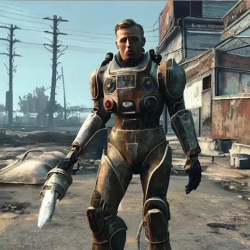 Prompt: ryan gosling in fallout 4 in power armor