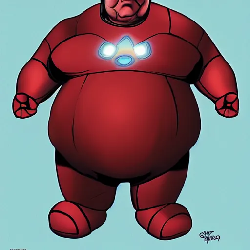 Prompt: morbidly obese ironman by Dean MacAdam