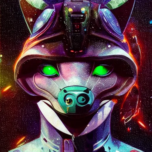 Prompt: portrait of Star Fox, cameras, melting ,8k,by tristan eaton,Stanley Artgermm,Tom Bagshaw,Greg Rutkowski,Carne Griffiths, Ayami Kojima, Beksinski, Giger,trending on DeviantArt,face enhance,hyper detailed,minimalist,cybernetic, android, blade runner,full of colour