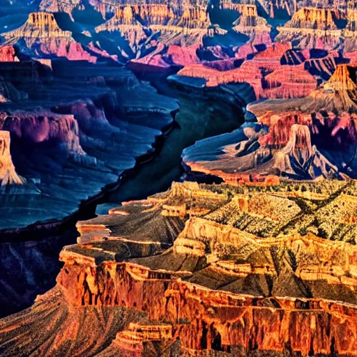 Image similar to holographic iridescent Grand Canyon cinematic