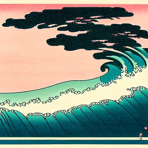Image similar to pink beach by katsushika hokusai .