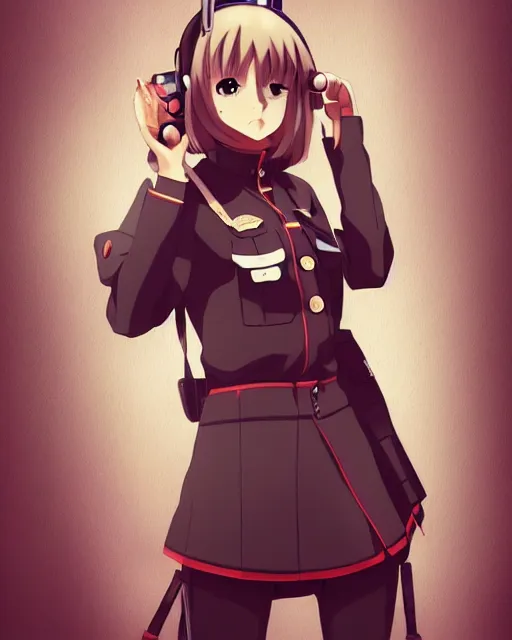 Anime Girl Wearing Army Uniform Vector T Graphic by jellybox999 · Creative  Fabrica