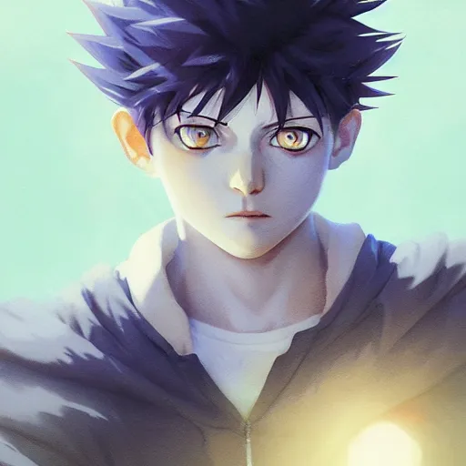 Image similar to killua zoldyck, detailed portrait, intricate complexity, by greg rutkowski, artgerm, ross tran, conrad roset, takato yomamoto, ilya kuvshinov. 4 k, beautiful, cinematic dramatic atmosphere