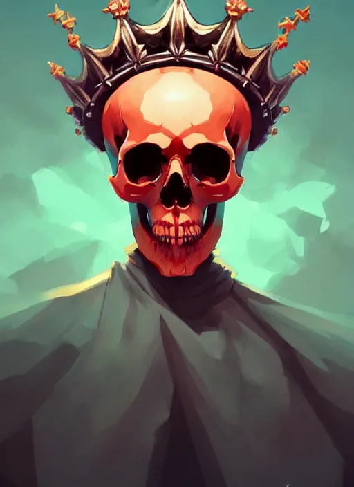 Prompt: a bloody skull with a crown, in the style of artgerm, charlie bowater, atey ghailan and mike mignola, vibrant colors and hard shadows and strong rim light, plain background, comic cover art, trending on artstation