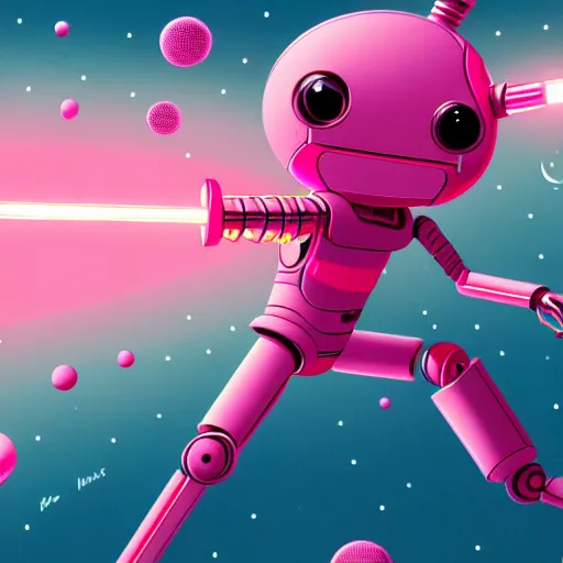 Prompt: yoshimi battles the pink robots, illustrated, detailed, 4 k