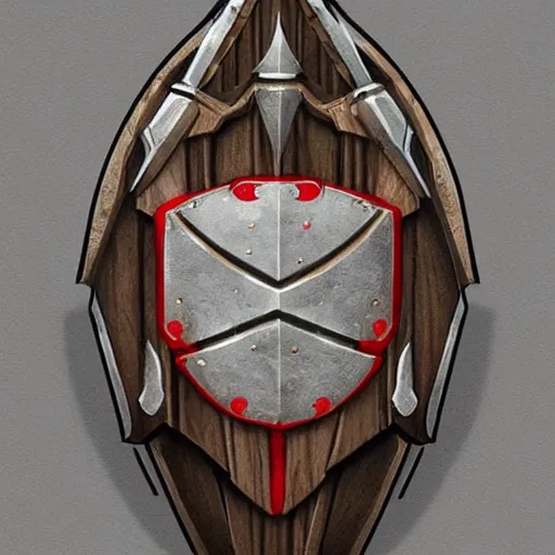 Prompt: concept art of small wooden shield weapon, symmetry, shield design, fantasy shield, fantasy, behance, pinterest, deviantart, artstation, weapons concept art, design, rpg, weapon, detailed, digital art, incredible, digital painting