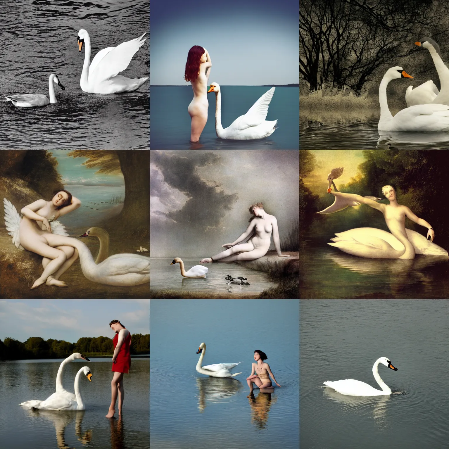 Prompt: Photostock of Leda and the Swan