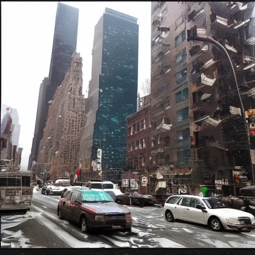 Image similar to post apocalyptic New York City