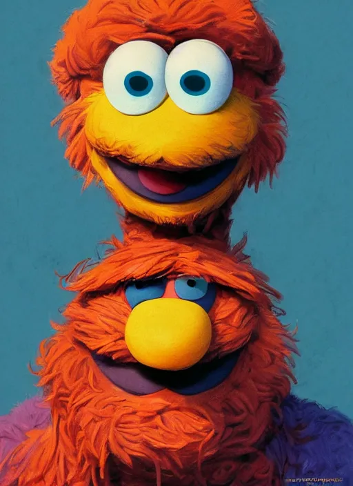 Prompt: portrait of Grover from Sesame Street in Society (1989), highly detailed, centered, solid color background, digital painting, artstation, concept art, smooth, sharp focus, illustration, donato giancola, Joseph Christian Leyendecker, Les Edwards, Ed Repka, Basil Gogos, WLOP, Artgerm