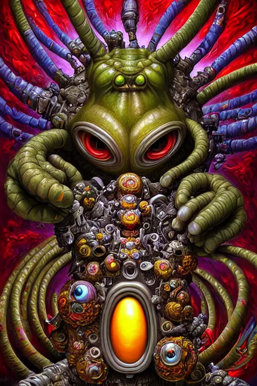 Image similar to hyper - maximalist overdetailed painting by naoto hattori. artstation. deviantart. cgsociety. inspired by beastwreckstuff and jimbo phillips. fantasy infused lowbrow style. hyperdetailed high resolution render by binx. ly in discodiffusion. dreamlike polished render by machine. delusions. sharp focus.