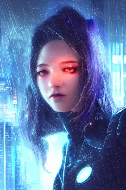 Image similar to portrait futuristic talented cyberpunk female Alchemist, in futuristic stormy heavy snowy thunder tokyo rooftop Enchantment cyberpunk night, ssci-fi, fantasy, intricate, very very beautiful, elegant, neon light, highly detailed, digital painting, artstation, concept art, soft light, hdri, smooth, sharp focus, illustration, art by tian zi and craig mullins and WLOP and alphonse mucha