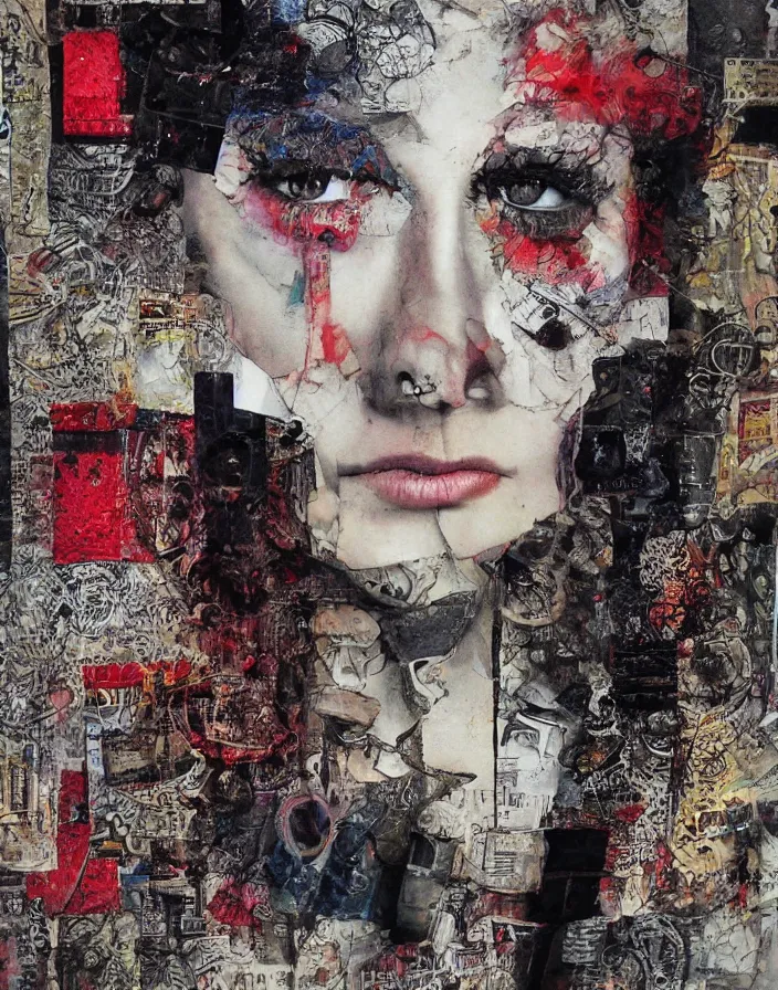 Image similar to deja vu detailed mixed media collage, conteporary art, punk art, realistic face, photorealistic, expressionism, masterpiece, perfect composition, spectacular quality, intricate oil swings