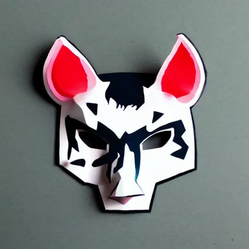 Image similar to die cut sticker, princess mononoke mask, splatter paint