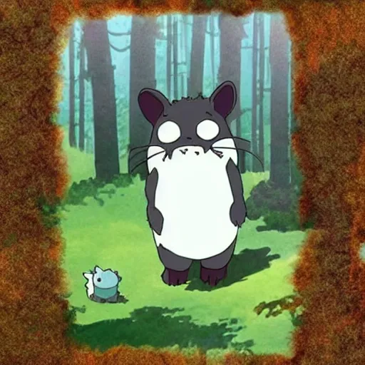 Image similar to small cute creature in the forest made by studio ghibli, spirit