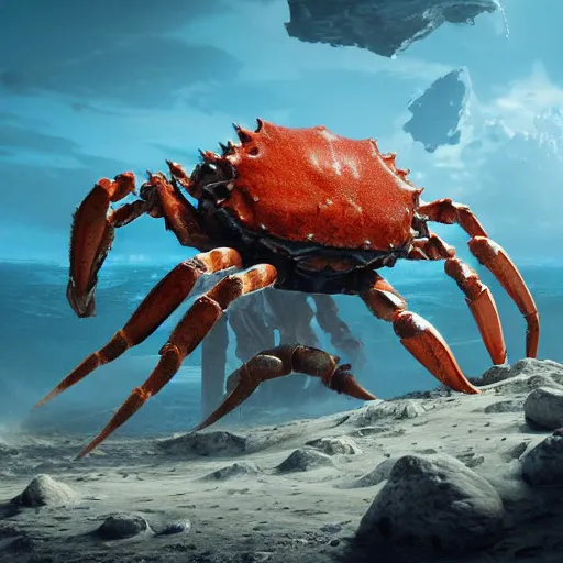 Image similar to giant crab without a exoskeleton, digital art, octane render, unreal engine 5, trending on artstation, highly detailed, 8k UHD, artgerm