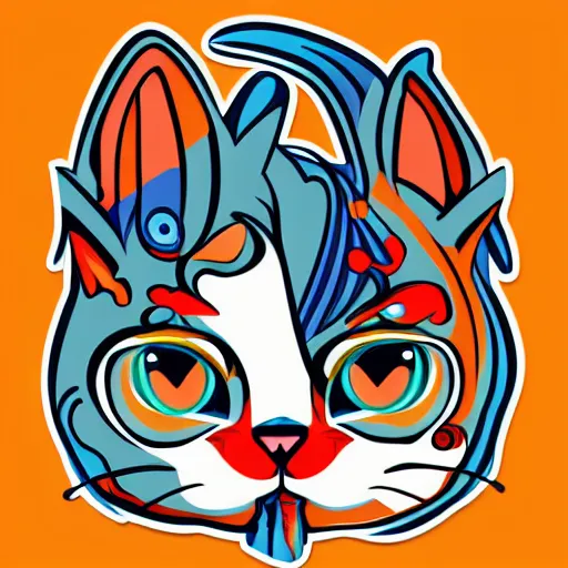 Image similar to Blood thirsty kitten, sticker, highly detailed, colorful, illustration, drama, smooth and clean vector curves, no jagged lines, vector art, smooth