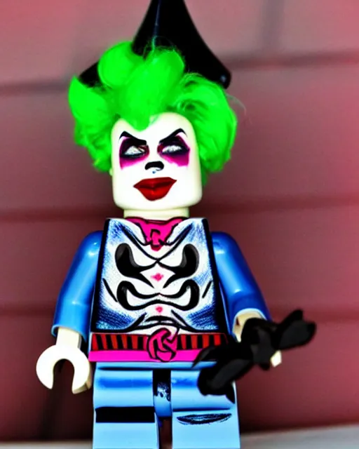 Prompt: a minifigure of a goth girl, icp juggalo clown make up