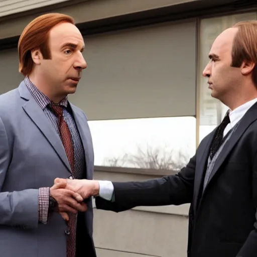 Prompt: Saul Goodman meeting Gerard Way, in Better Call Saul