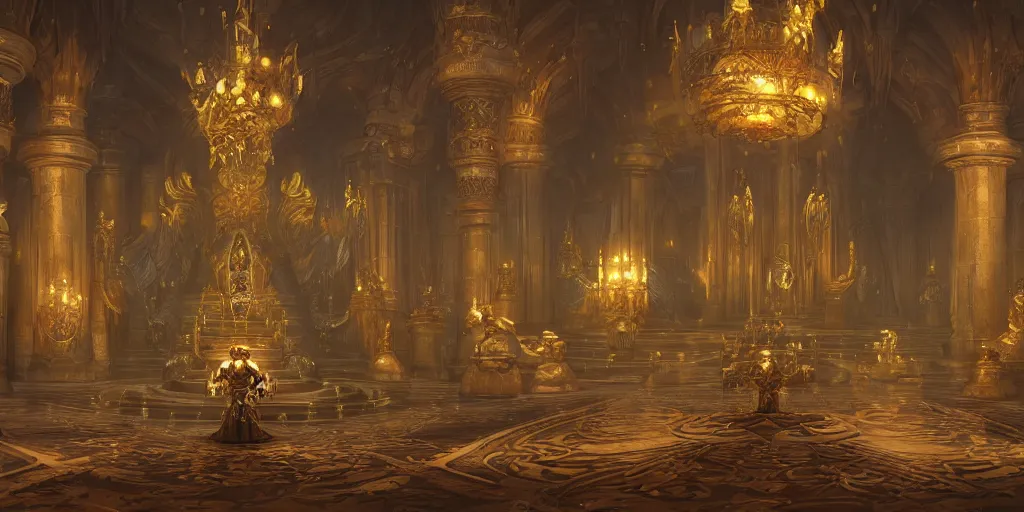 Image similar to a fantasy art of a grand throne room by Alayna Lemmer-Danner and Christine Holderby , unreal engine, god rays, ue5, concept art, wide angle, 4k hd wallpaper