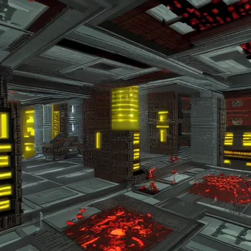 Image similar to a screenshot of a doom2 level