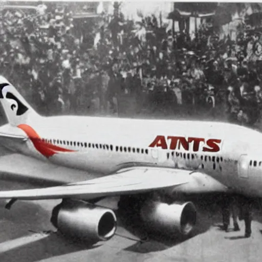 Image similar to alphonse mucha paints a qantas jet